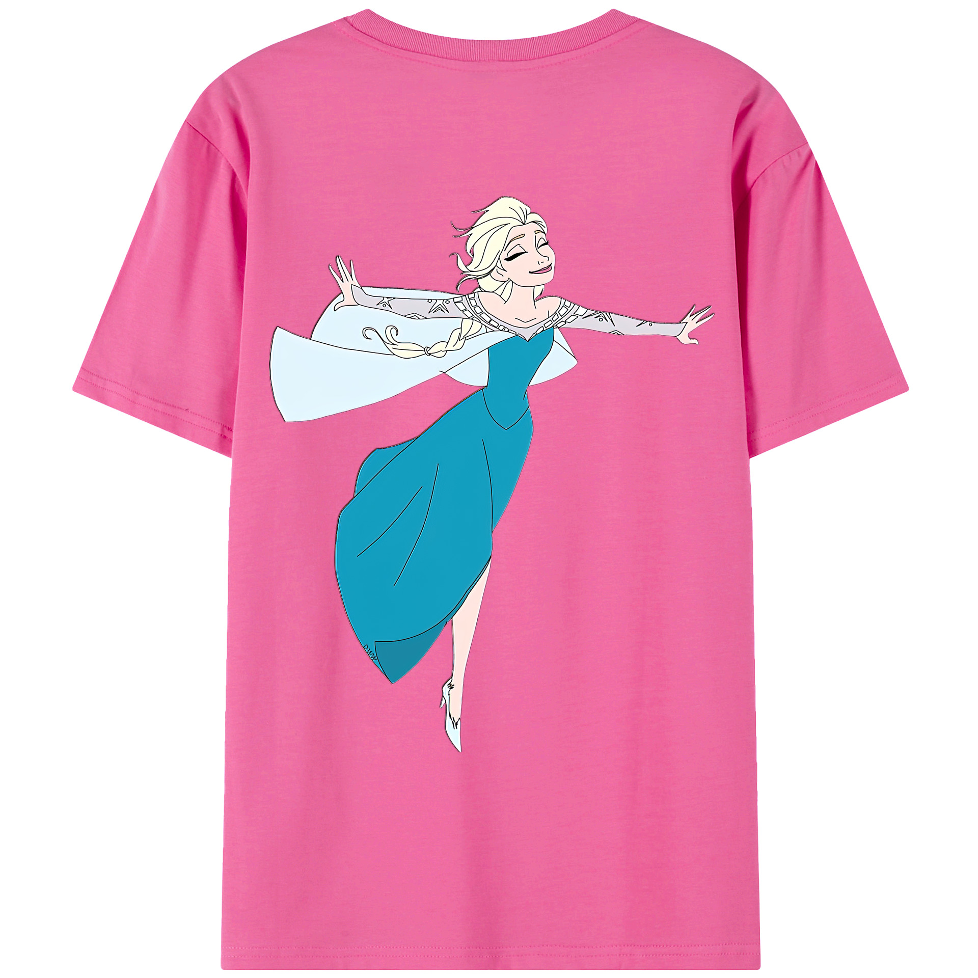 （画像用） アナと雪の女王 アンナ エルサ Frozen Anna Elsa レディース半袖Tシャツ(バックプリント)